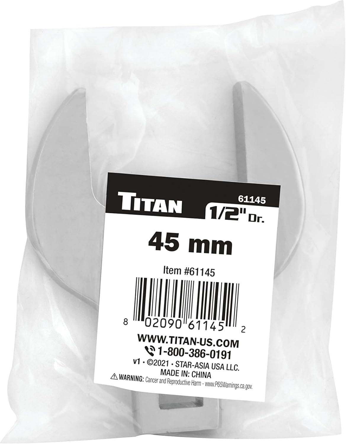 Titan 61145 1/2-Inch Drive 45mm Full Polish Crowfoot Wrench