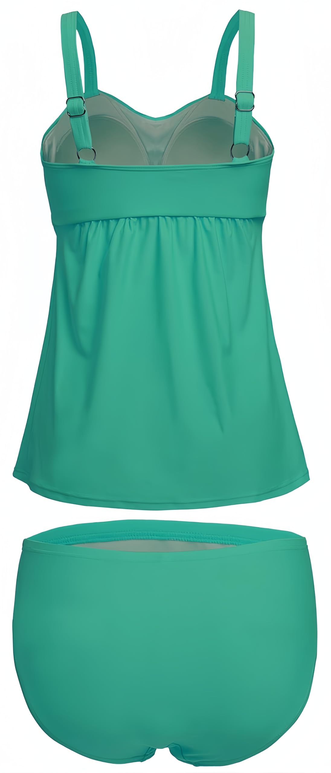 Ocean Plus Femme Débardeur Élégant avec Culotte Tankini Couleurs Solides Rembourré Maillot de Bain Deux Pièces à Bretelles Réglables