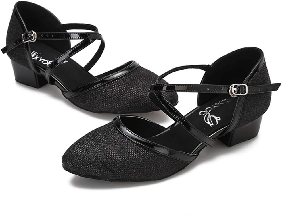 Closed Toe Low Heel Glitter Ballroom Dance Shoes for Women Salsa Latin Wedding Party 1 1/2“ Heel S11-1 - Image 6