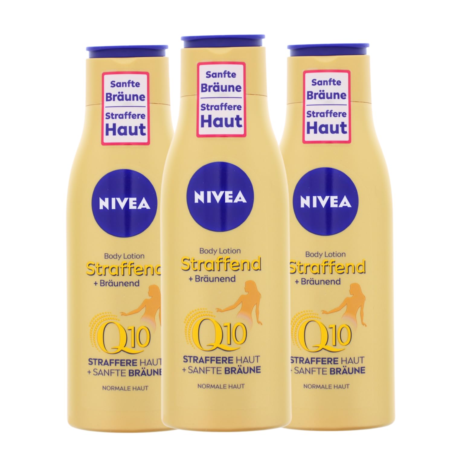 NIVEA Lot de 3 lotions raffermissantes et bronzantes pour le corps Q10 200 ml chacune