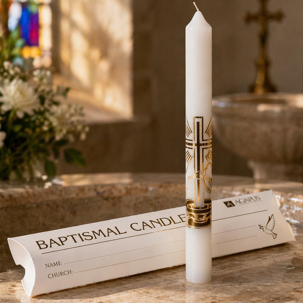 Church Supply White Pure Baptismal Candle – Single Candle In Writable Presentation Box | Ideal For Baptism, Christening, And Religious Celebrations