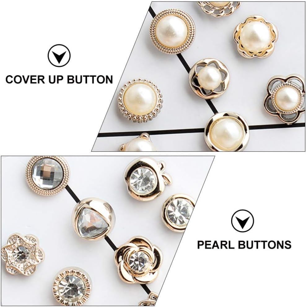 Image of PAXCOO Women Shirt Brooch Pins 30Pcs Cover Up Buttons Pins Pearl Safety Button Brooches for Women Dress Pin Rhinestone Buttons for Clothing Jeans Coat Sweater Hat Bags Decorations Clothing Accessories