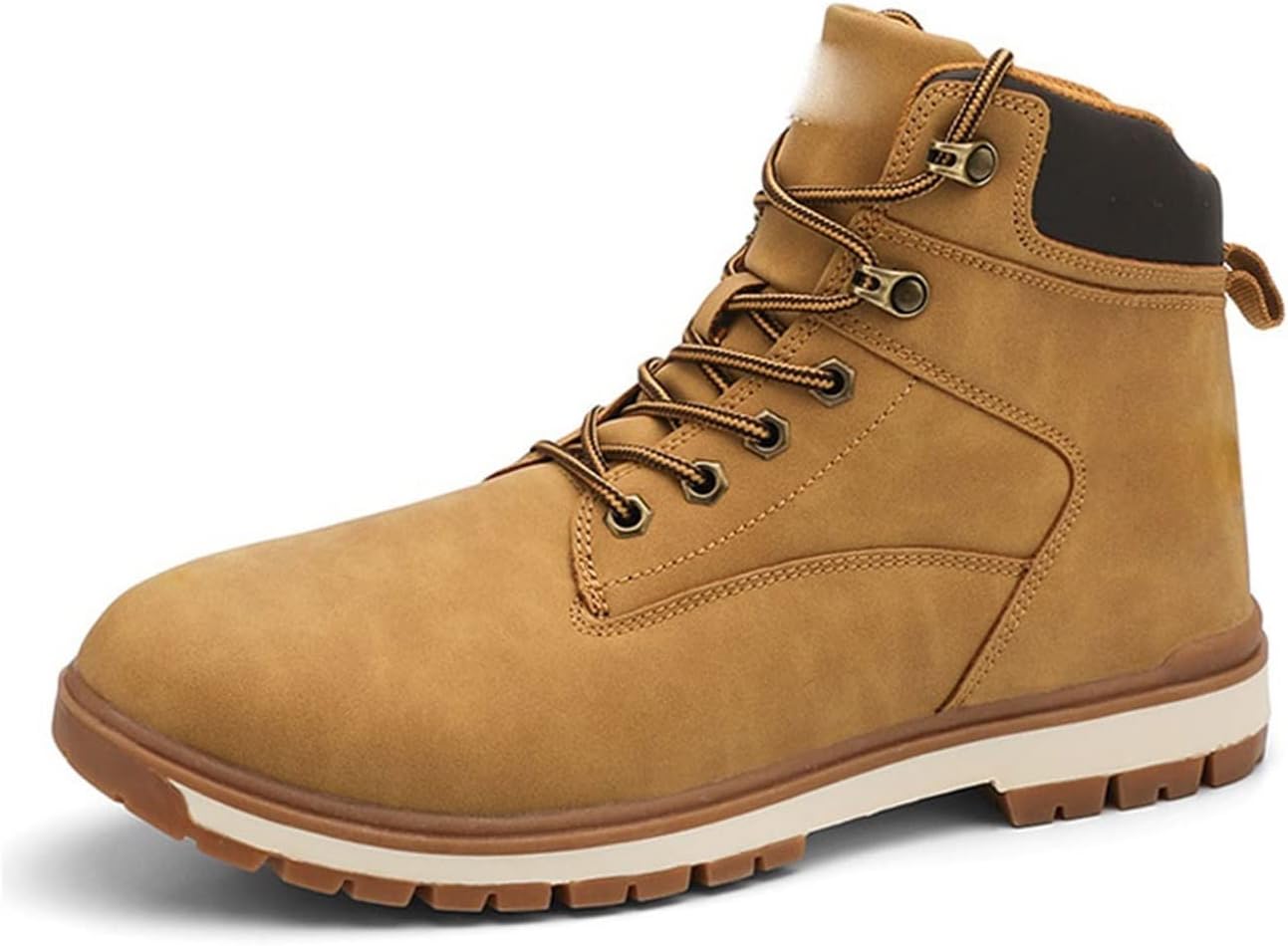 Mens Boots Men Ankle Boots Handmade Leather Waterproof Boots Classic Fashion Men's Motorcycle Boots Outdoor Men's Work Shoes (Color : Dark Brown 1-2, Size : Size 7-US)