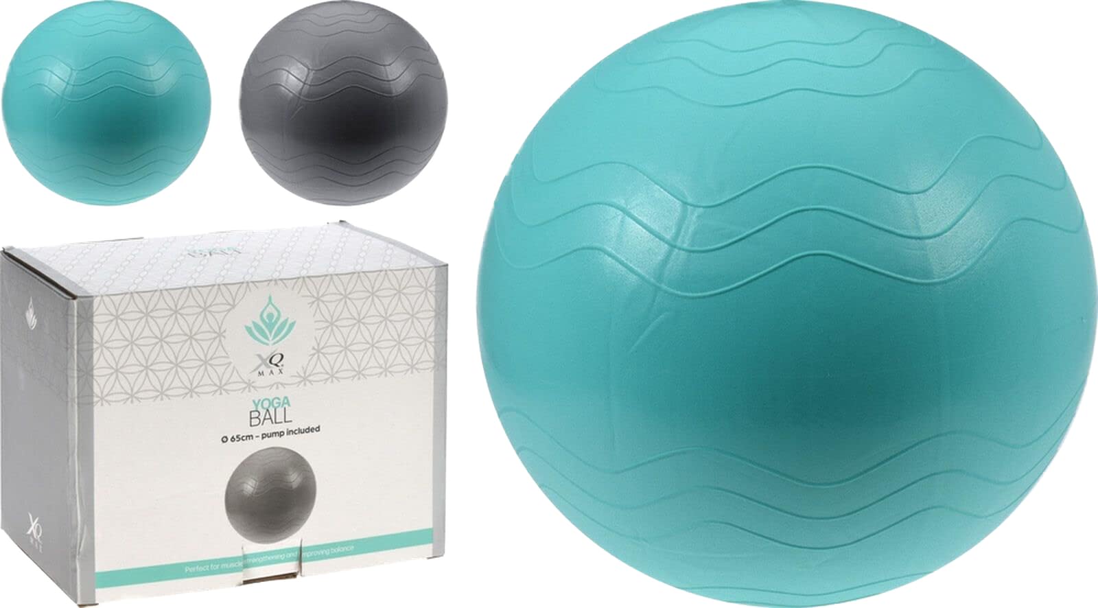 XQ Max Yogabal/Fitness Ball - Includes Pump - 65 cm - Blue