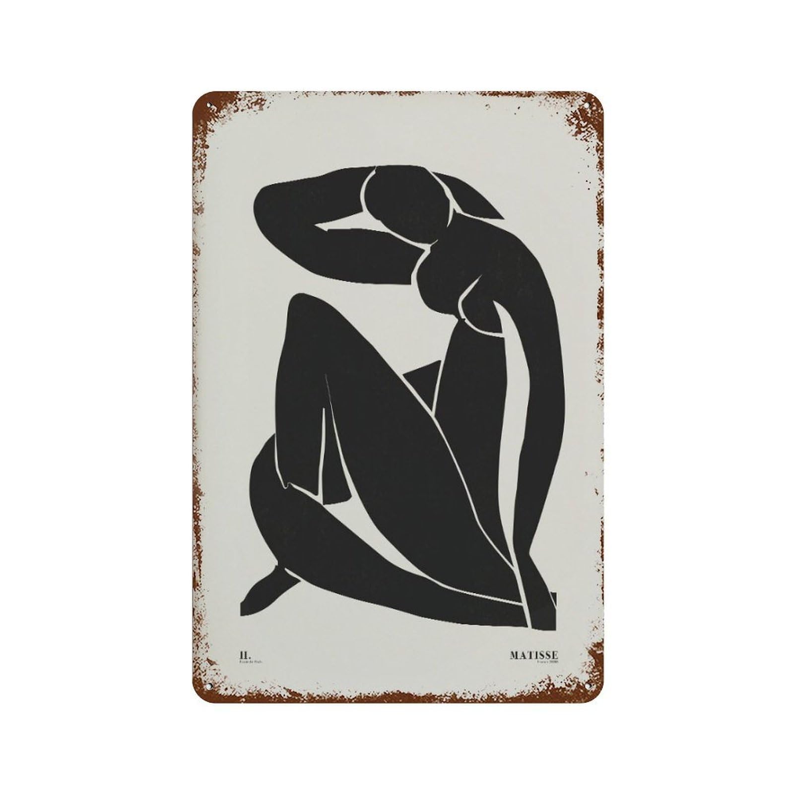 xiaoxiaoshen Matisse Black Nude Cutout Exhibition Minimalist Woman Silhouette Wall Decor Art Metal Tin Poster Modern Home Decor Art Home Bar Shop Decorations Vintage Sign 30x20cm