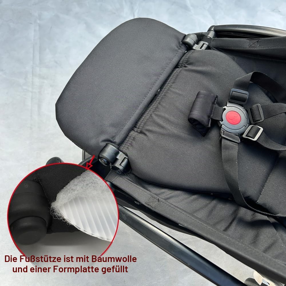 Zubehör für Kinderwagen - Beinstütze - Erweiterungsbrett kompatibel mit Babyzen YOYO - ohne Demontage - 6,2 Zoll Verlängerung, einfach zu befestigen und zu reinigen (Schwarz)