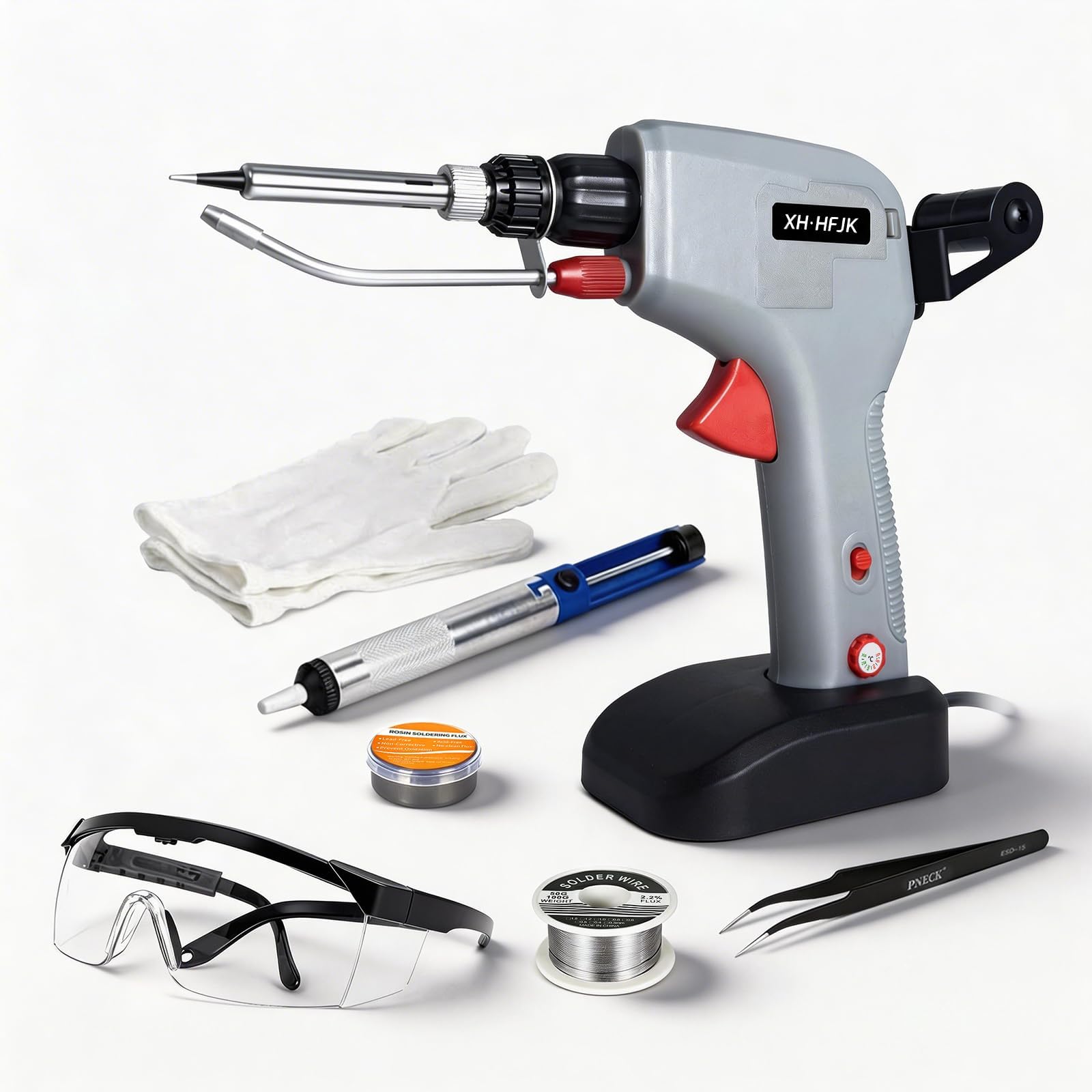 Photo 1 of -Feed Soldering Gun Kit, 120W 110V, 6-Level 392–842°F Adjustable Temperature Soldering Iron for DIY Electronics and PCB Repair One-Hand Tin-Feeding (including gloves and goggles)