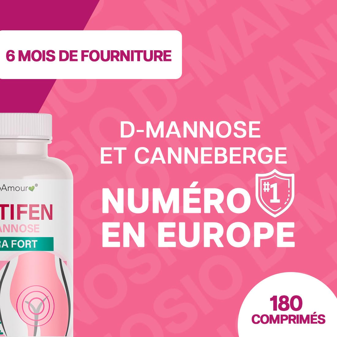 D-MANNOSE (Stock pour 6 mois) 180 Comprimés Haute Dose et Absorption I D-Mannose De 500 mg. + Canneberge E.S. De 40 mg. | Sans Gluten, Lactose, Sucres et Soja