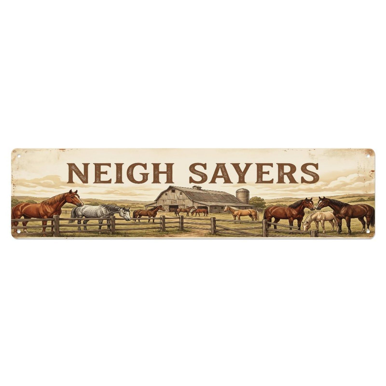 Xanthor Style Metal Tin Sign Vintage Yard Neigh Horse Farmhouse Funny Horse Backyard Farm