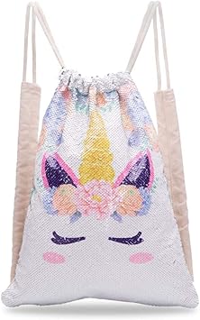 unicorn drawstring sequin backpack
