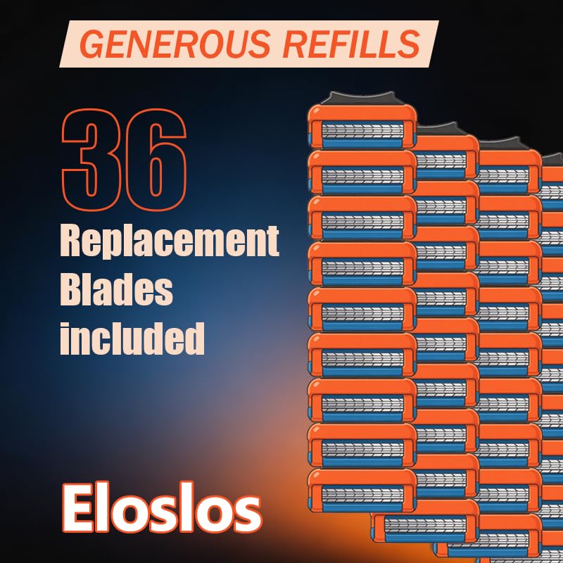 36 Count Razor Blades for GL-Fusion-5-Style Men Razors, Orange-Slate