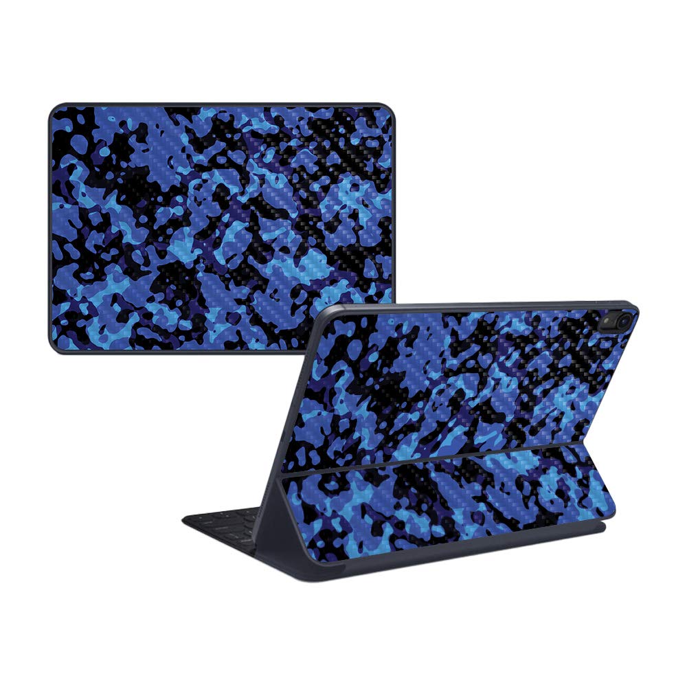 MightySkins Carbon Fiber Skin Compatible with Apple iPad Pro Smart Keyboard 11" (2018) - Blue Modern Camo | Protective, Durable Textured Carbon Fiber Finish | Easy to Apply | Made in The USA