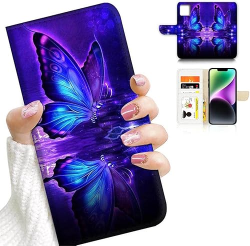 Funda con diseño artístico para iPhone 14 AD003 (# 24885 mariposa)