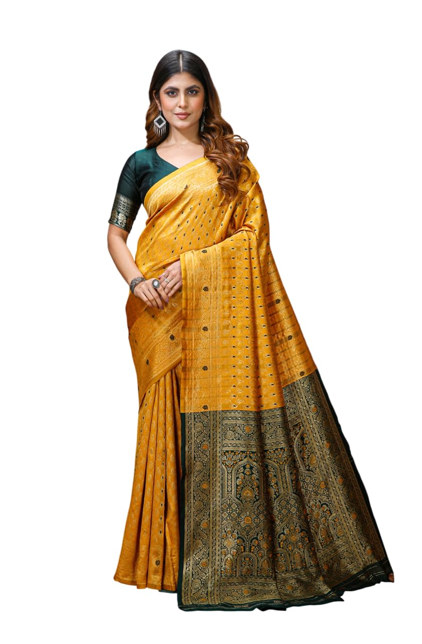 Women's Banarasi Soft Lichi Silk Saree Pure Soft Lichi Silk Saree Soft new ladies Design Wear Pattu Sarees Latest Sadi Party Sari collections With Blouse Piece