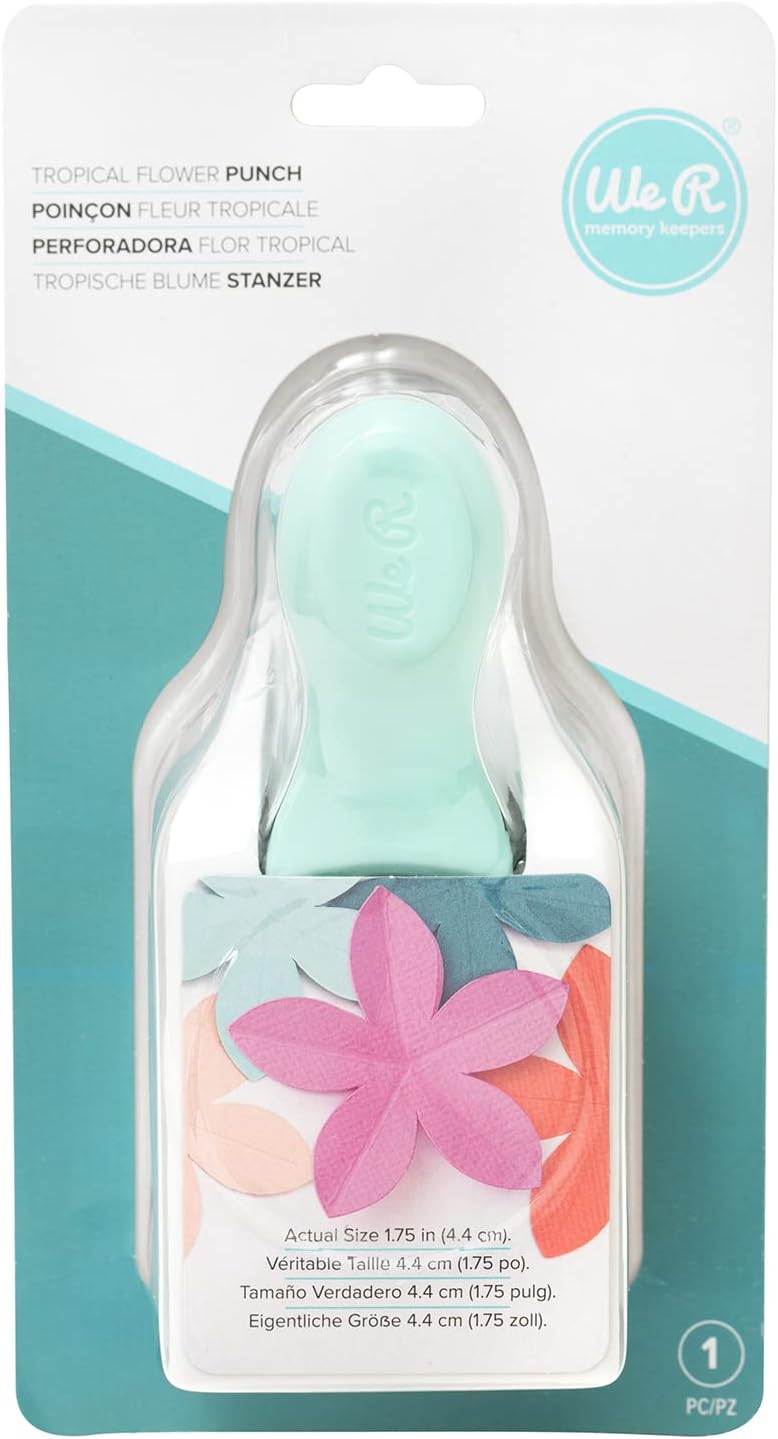 We R Memory Keepers Embossing Punch - Tropical Flower, Punches Score Tools Safe Projects Art Crafts Sewing Scrapbooking Journaling Printmaking Paper Craft Office Home Card Stock DIY Card Making