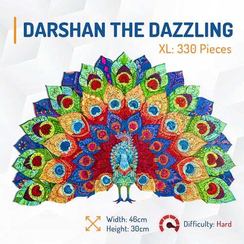 Jigsaw Puzzles for Adults XL 330 Piece (46 x 31cm) - Peacock Wooden Puzzles for Adults by The Puzzled Tree - Image 3