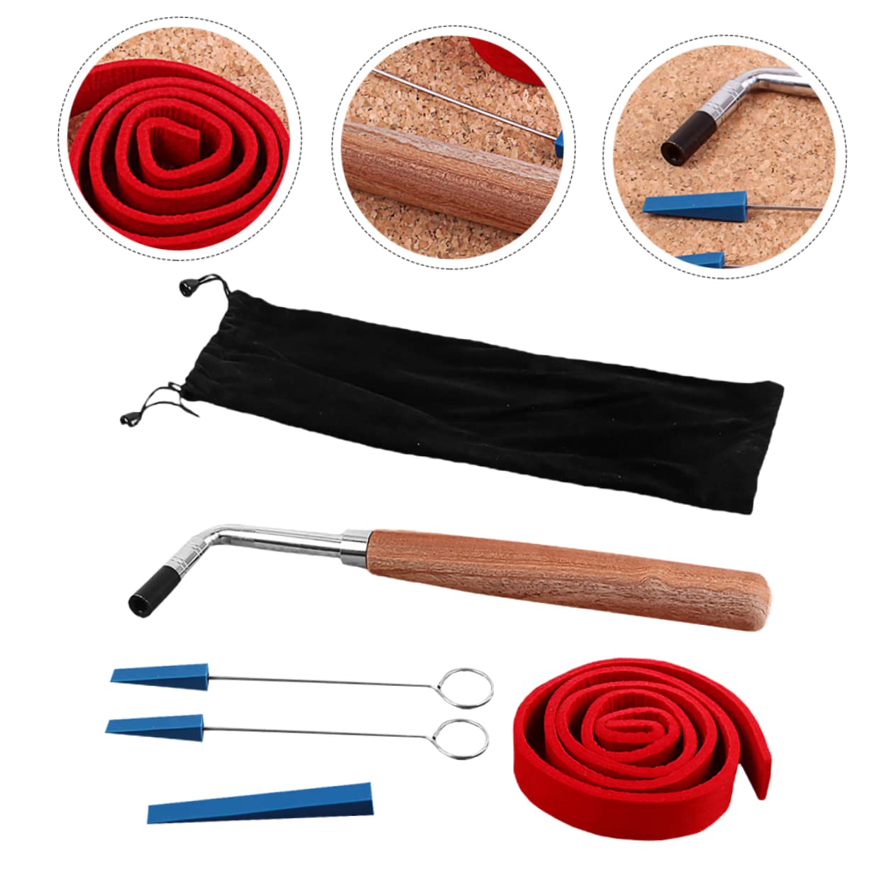 Kit Strumenti Accordatura Pianoforte D201 Chiave Nera a Testa | ‑shape, Metallo Panno Legno, Lavori di Regolazione e Fissaggio, Trasporto Semplice
