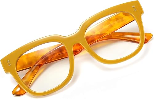 FEISEDY Retro Square Anti Azul Bloqueo de Luz Gafas Mujeres Grueso Gran Tamaño Gafas de Computadora Doble Metal Studs B2689