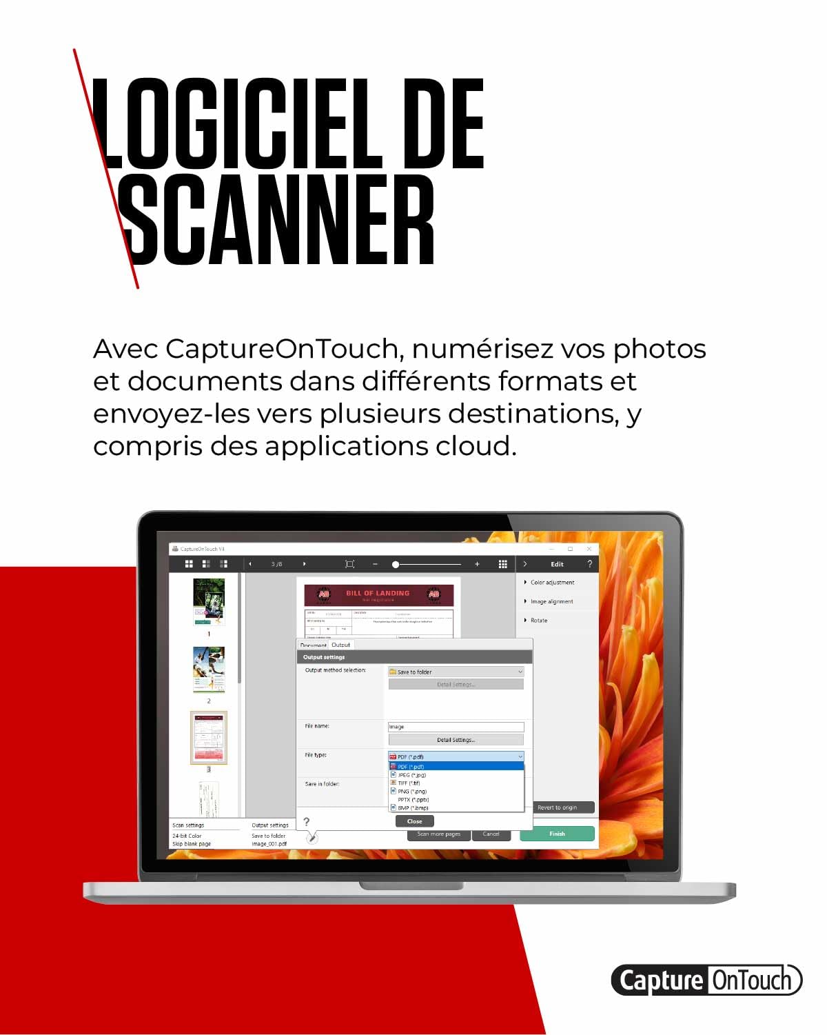 Canon imageFORMULA RS40 Scanner photo et document, recto verso, alimentation USB, pour maison et bureau, correction automatique des photos, correction des yeux rouges, logiciel CaptureOnTouch de Canon