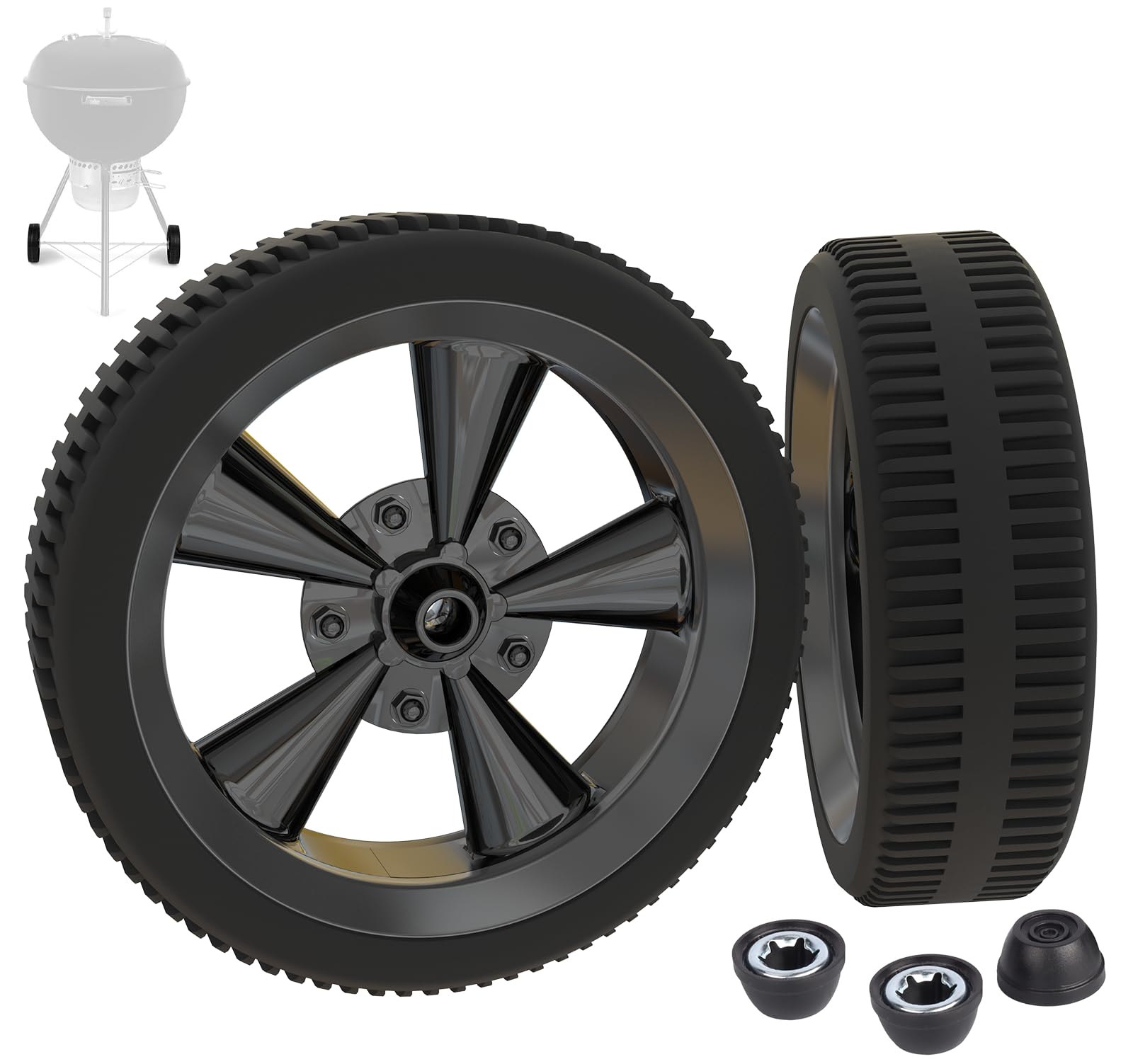 65930 Grill Wheels for Weber Kettle Grill Parts 18/22" Charcoal Grill, 6"