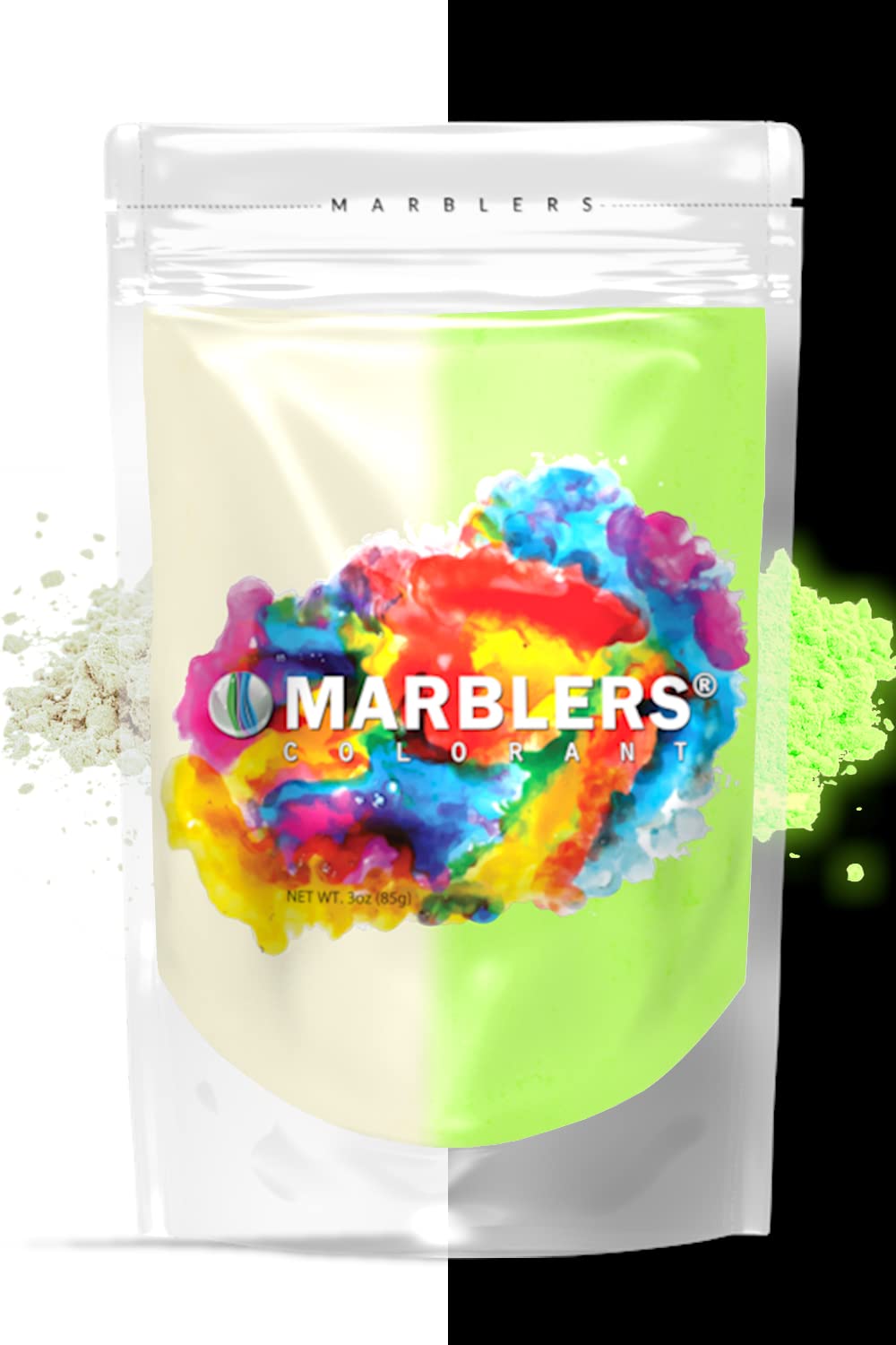 MARBLERS Glow in the Dark Mica Powder [Glow Cream] 3oz (85g) | UV Glow Pigment | Non-Toxic | Blacklight Luminous Dye for Nail Polish, Resin, Acrylic Paint, Epoxy, Soap, Candle, Slime | Cruelty-Free
