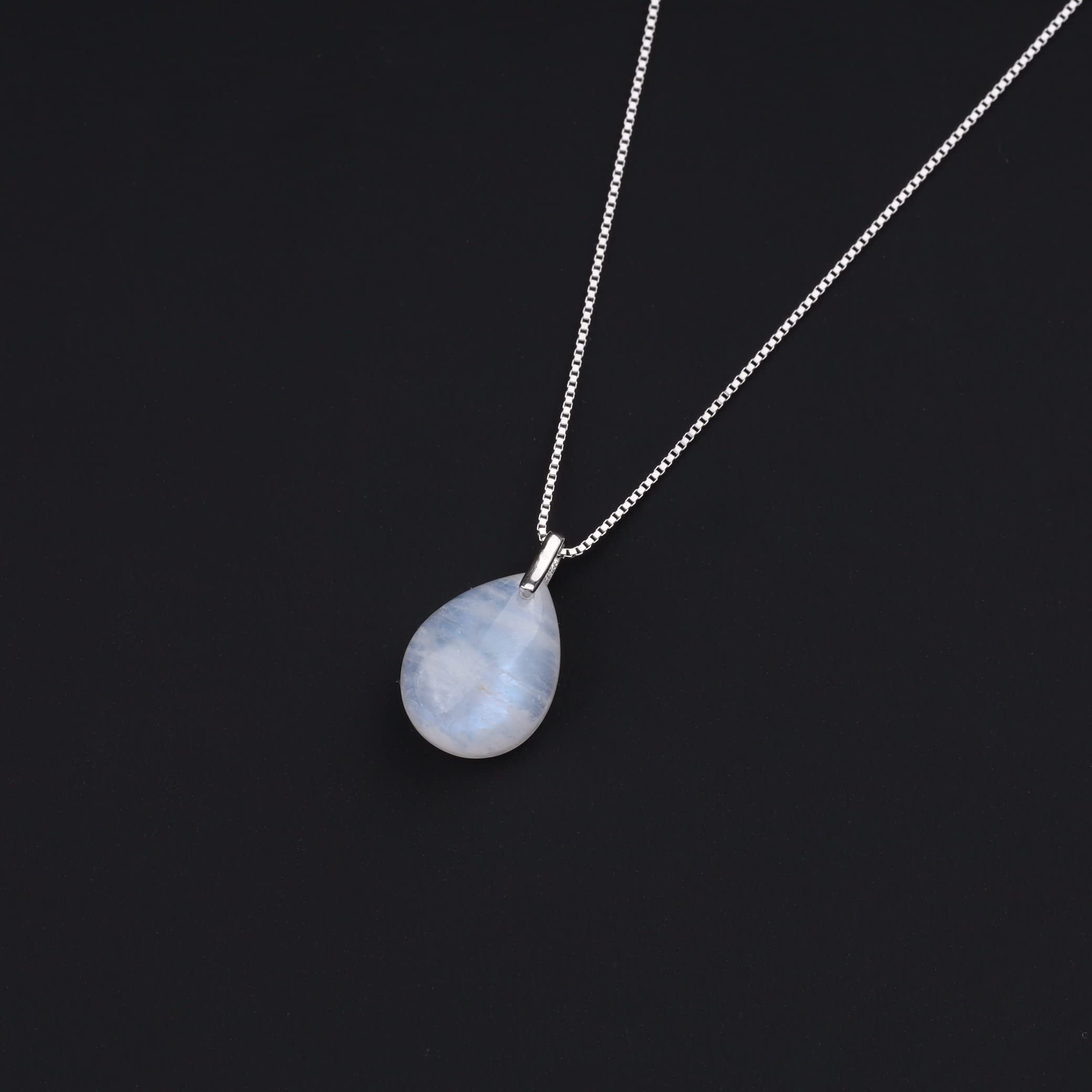 COAI Collana in Argento 925 e Pietre e Cristalli Naturali con Ciondolo di Pietra di Luna da Donna
