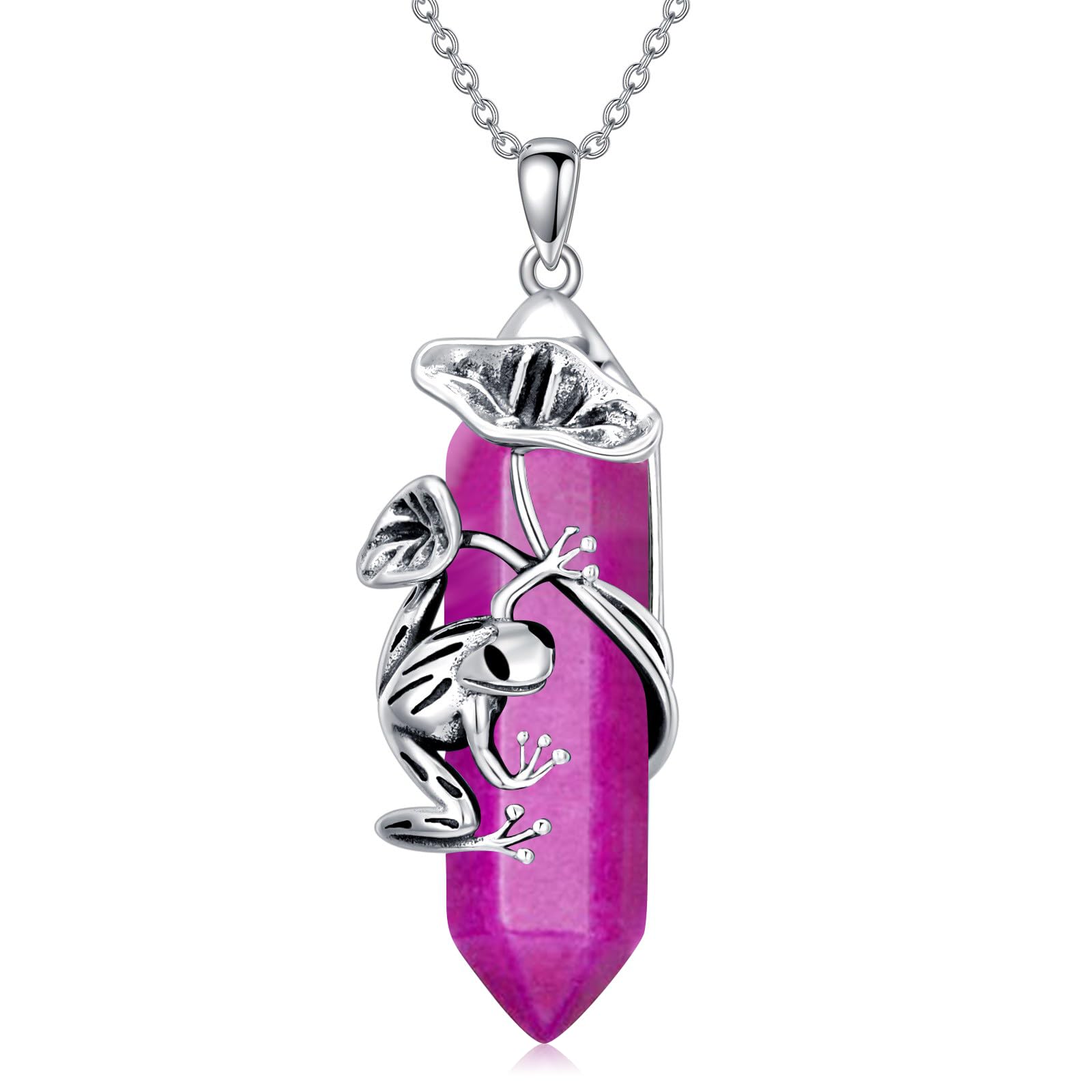 Plesitep Frog Necklace 925 Sterling Silver Frog Pendant Birthstone Quartz Jewelry Gift for Women s Mom