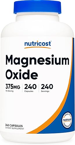 Nutricost Óxido de magnesio 375 mg, 240 cápsulas - 210 mg de magnesio, sin OMG, sin gluten