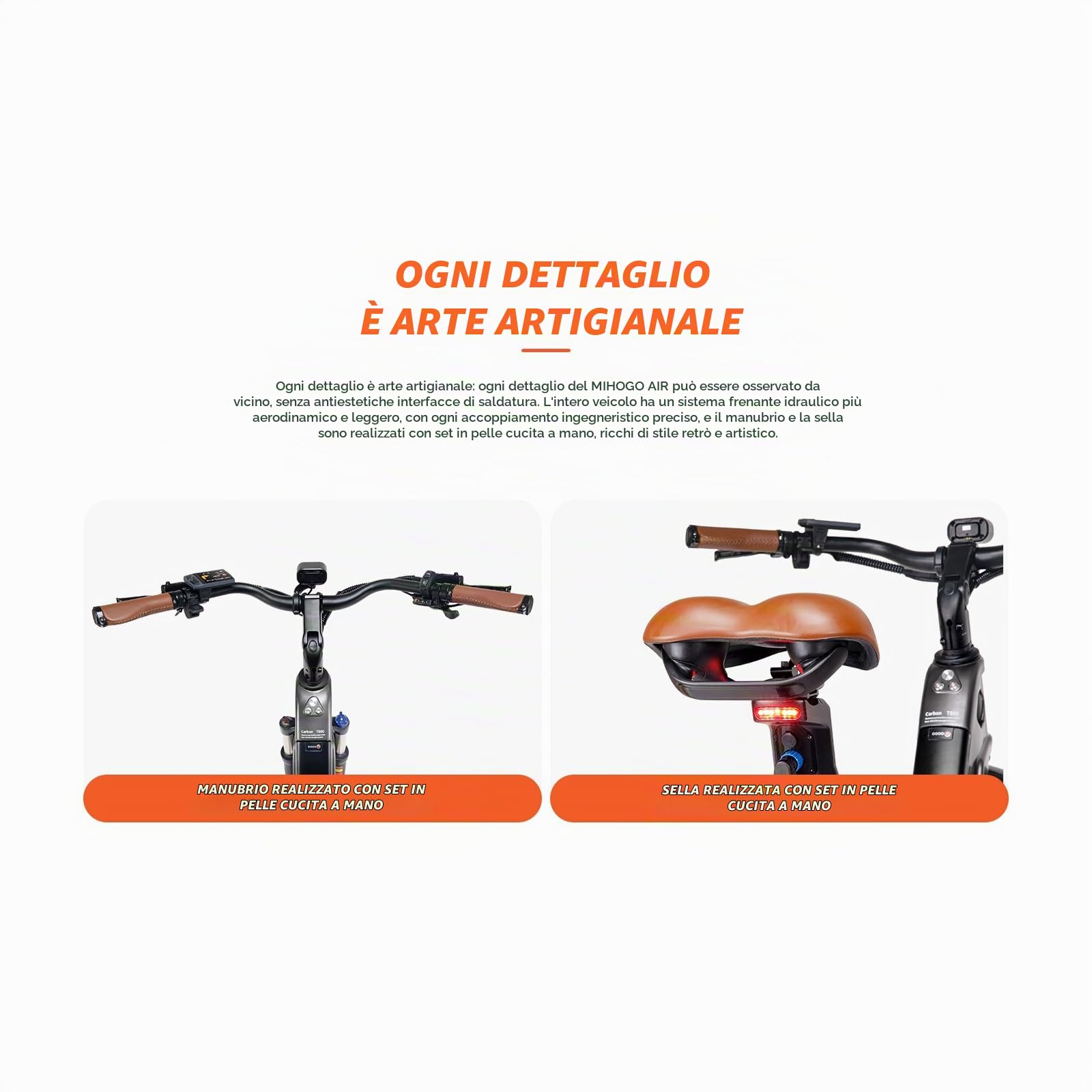 mihogo AIR Bici Elettrica, Carbon E-Bike, Con Doppia Batteria 48V (9.6 * 2) Ah, 85 Nm, Autonomia 206 km, Navigazione Bluetooth, Fat Bike Ideale per Città e Trekking – Uomo e Donna