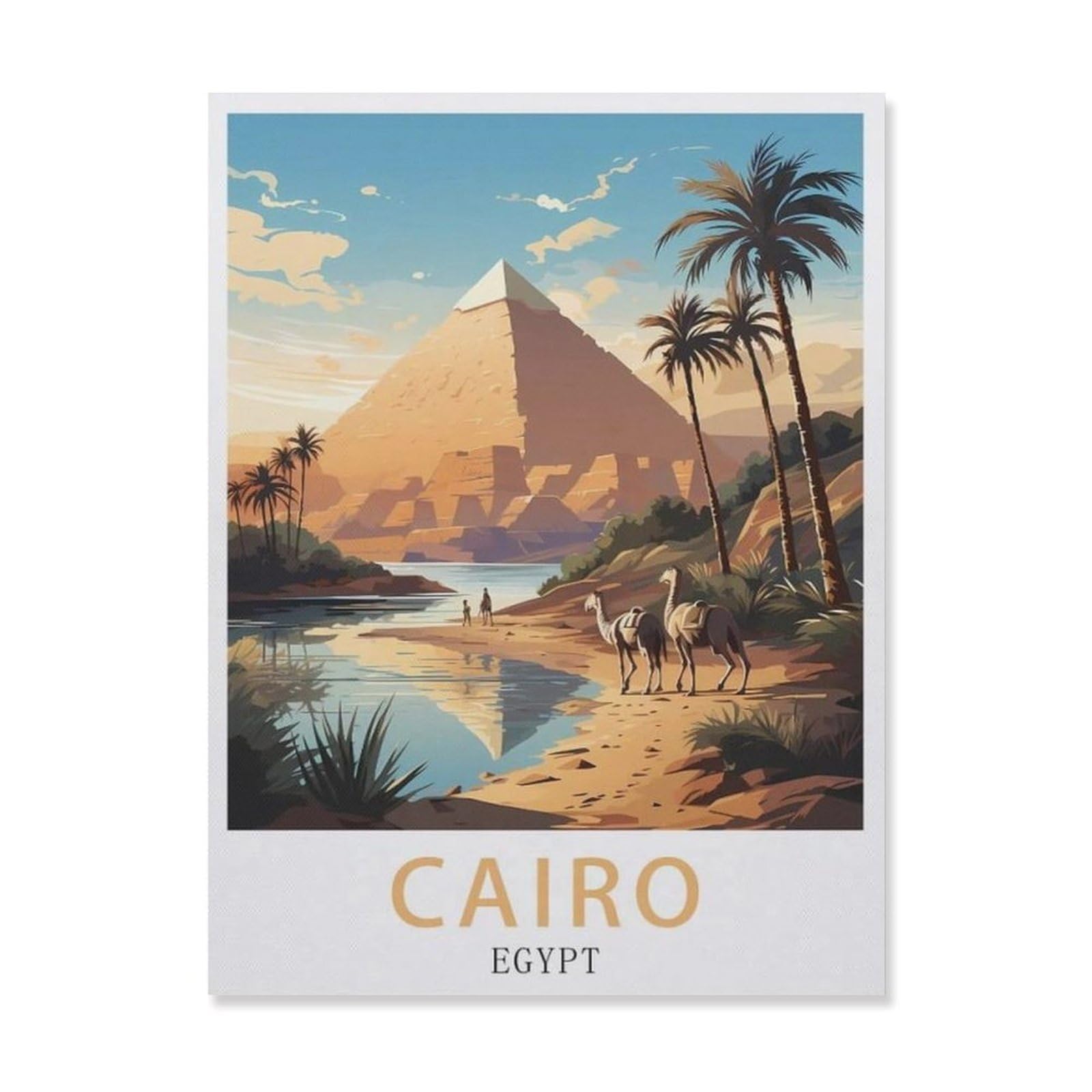 BEAYODKP Paint by Numbers for Adults Beginner，Cairo Egypt，DIY Oil Painting Kit on Canvas with Paintbrushes and Acrylic Pigment, Arts Craft for Home Wall Decor(40x50cm) 15.7x19.6 inches-DQ69