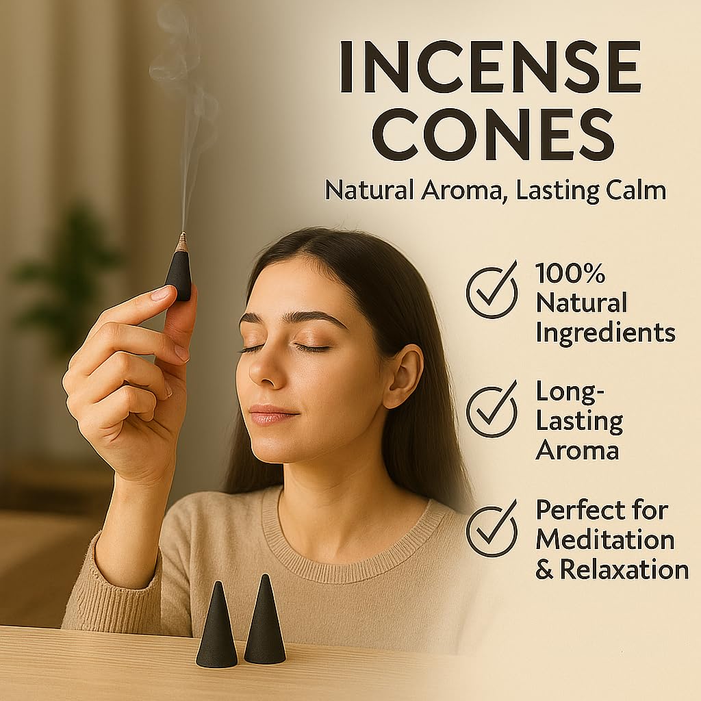 Yajna Conos de incienso y mirra 100% naturales, hechos a mano, orgánicos, sin productos químicos para purificación, relajación, positividad, yoga, meditación, los mejores aromas (60 unidades)