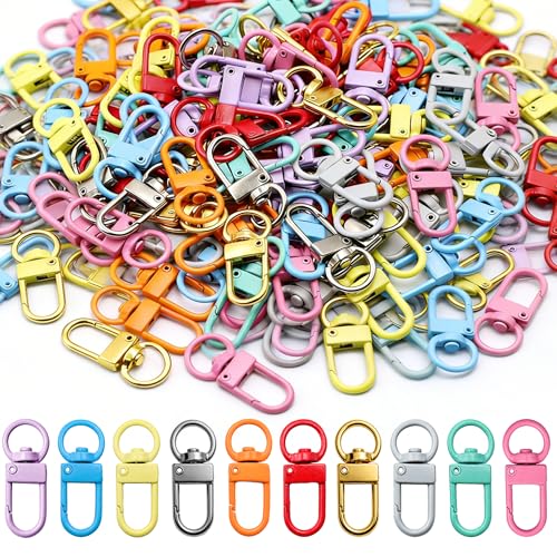100PCS Dopamine Color Keychain - Metal Lobster Claw Clasps with 360 Swivel Snap Hooks Colorful Key Chain Hooks for DIY Jewelry Making Bag Charms Purse Accessories(10 Colors) (Medium)
