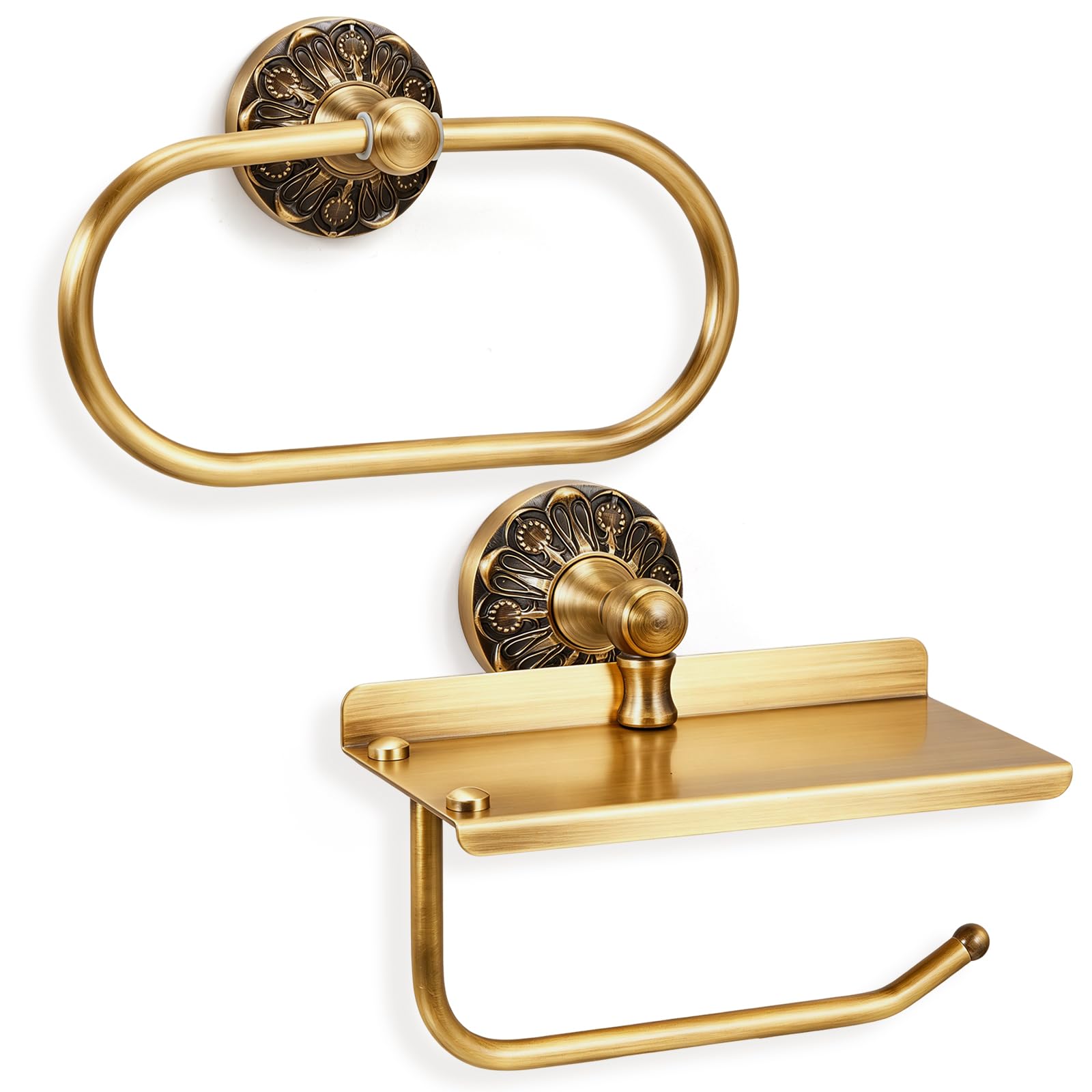 2 Pcs Toilet Paper Holder Towel Ring, Brass, Rectangle — Amazon image 15