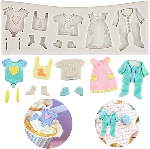 MINFEIDMS Ropa de bebé Moldes de silicona para decoración de tartas, decoración de cupcakes, pasta de goma de chocolate, pasta de polímero de