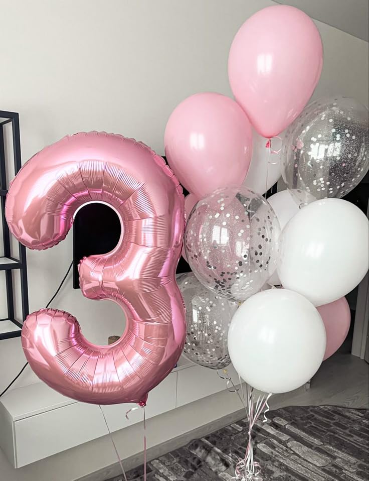 Image of 9 Balloon Numbers Birthday Decorations, 40In Pink Balloons for Men Women | Eye-catching Appearance, Perfect Decorative Centerpieces, Convenient Self-sealing Structure, Widely for Various Occasions