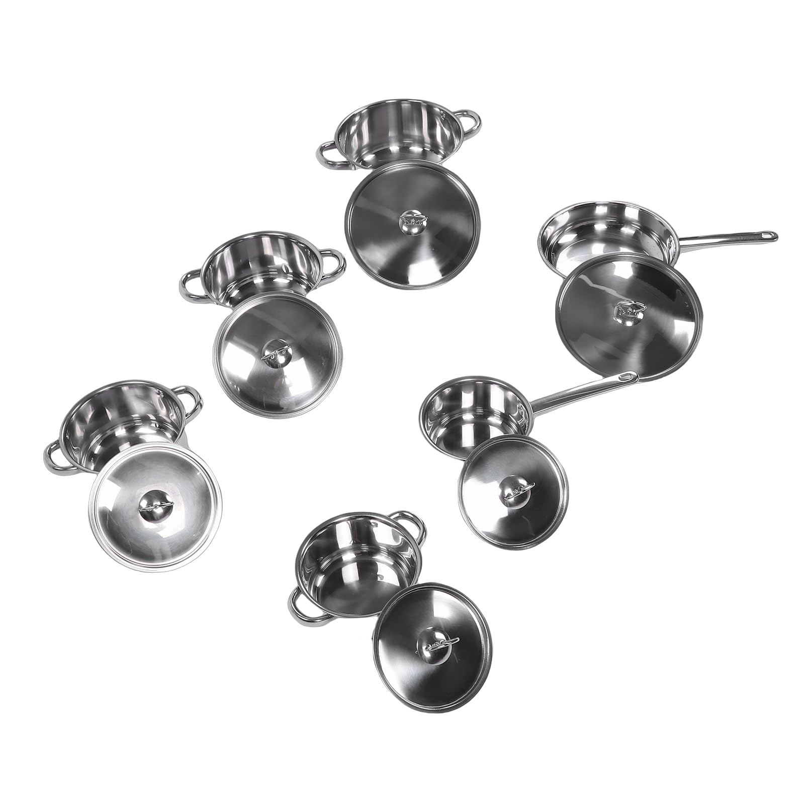 Sonew Juego de Utensilios de Cocina Profesionales de Acero Inoxidable – Juego de Ollas y Sartenes de Cocina de 12 Piezas con Tapas y Utensilios para Estufa de Gas/eléctrica/inducción –