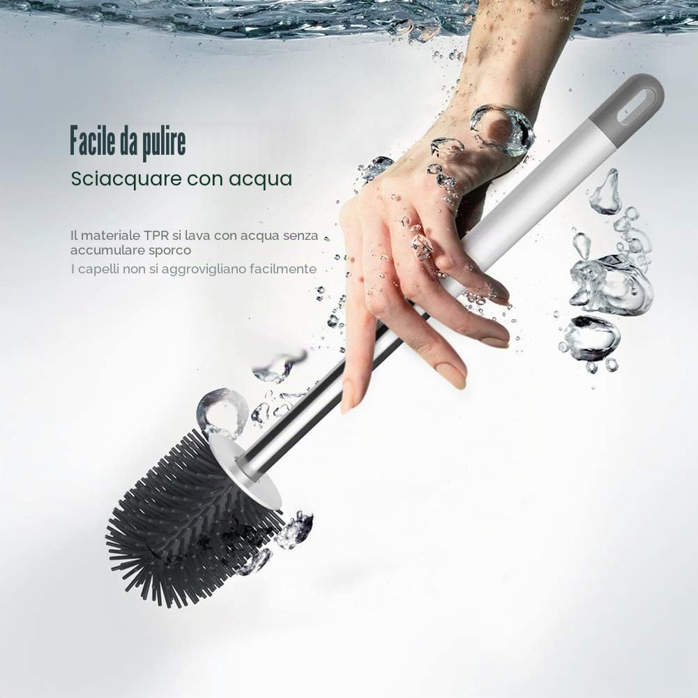 Ibergrif M34152 - Spazzolone wc, Scopino per WC con Set Di Supporti Ad Asciugatura Rapida, Scopino Bagno e Supporto in Silicone Morbido, Bianco