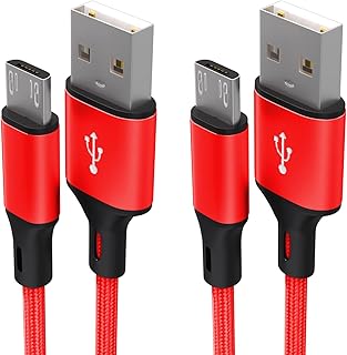 Micro USB Cable [2PACK/ 1M+2M] 3A Android Charger Cable Fast Charging Cable Nylon Micro USB Charger cable for Samsung Galaxy S7 Edge S6 S5 J7 J5 J4 J3 A6 A10, Huawei Y6 Y7, Kindle, PS4, Nokia, etc-Red