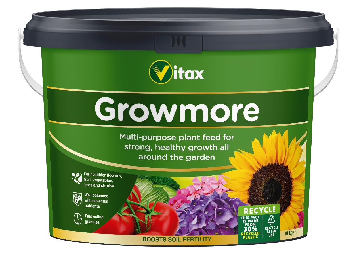 Vitax Growmore, General Purpose Fertiliser, Suitable For Fruit, Veg, Flowers And Lawn, Promotes Heavy Crops, Boosts Growth All Around The Garden-10Kg