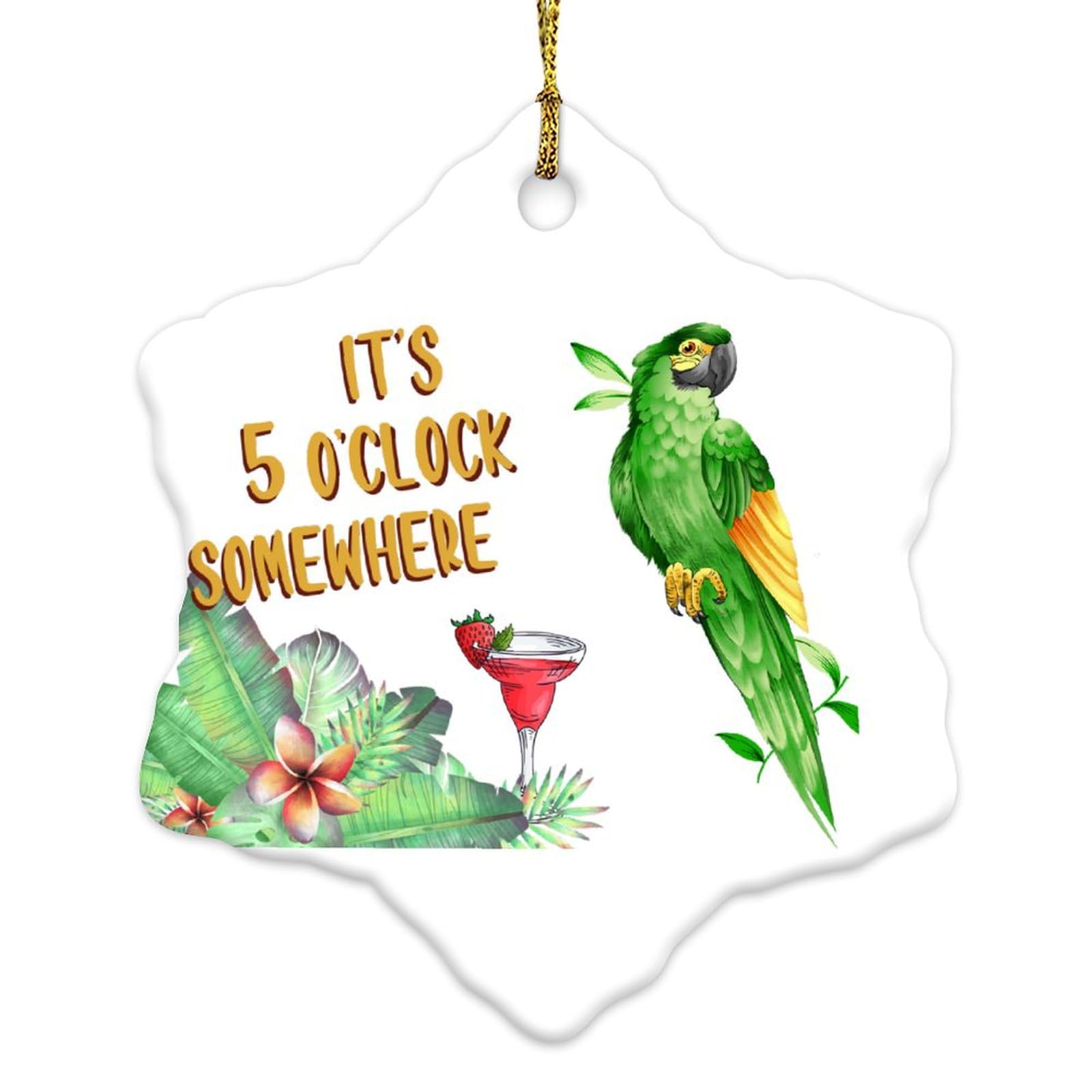 It's Five O'Clock Somewhere Christmas Ornament - Macaw Tropical Bird Acrylic Bauble