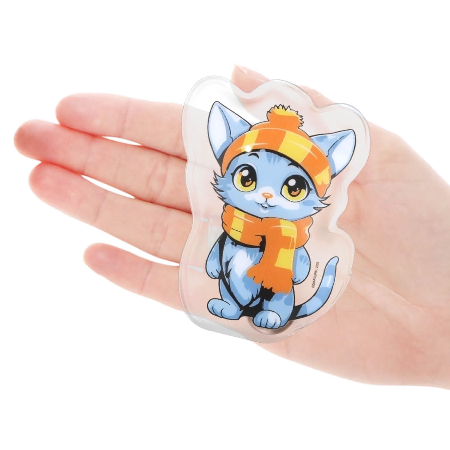 COM-FOUR® 4x Chauffe-Poches réutilisables Motif Chat - Chauffe-Mains Chat Blanc
