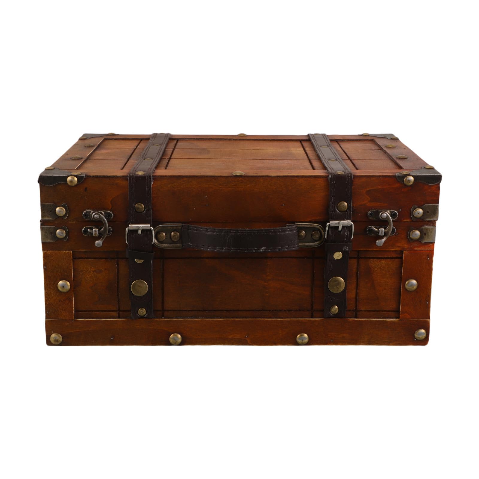 Valigia Vintage in Legno con Chiusura Antica e Maniglia Rinforzata