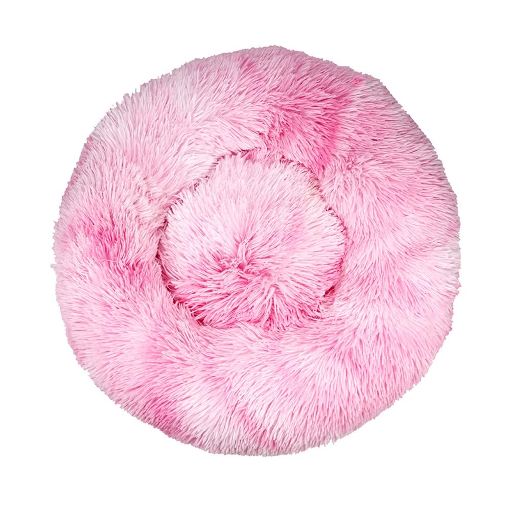 Lit apaisant pour chien et chat BaronHong en fausse fourrure rose 61 cm