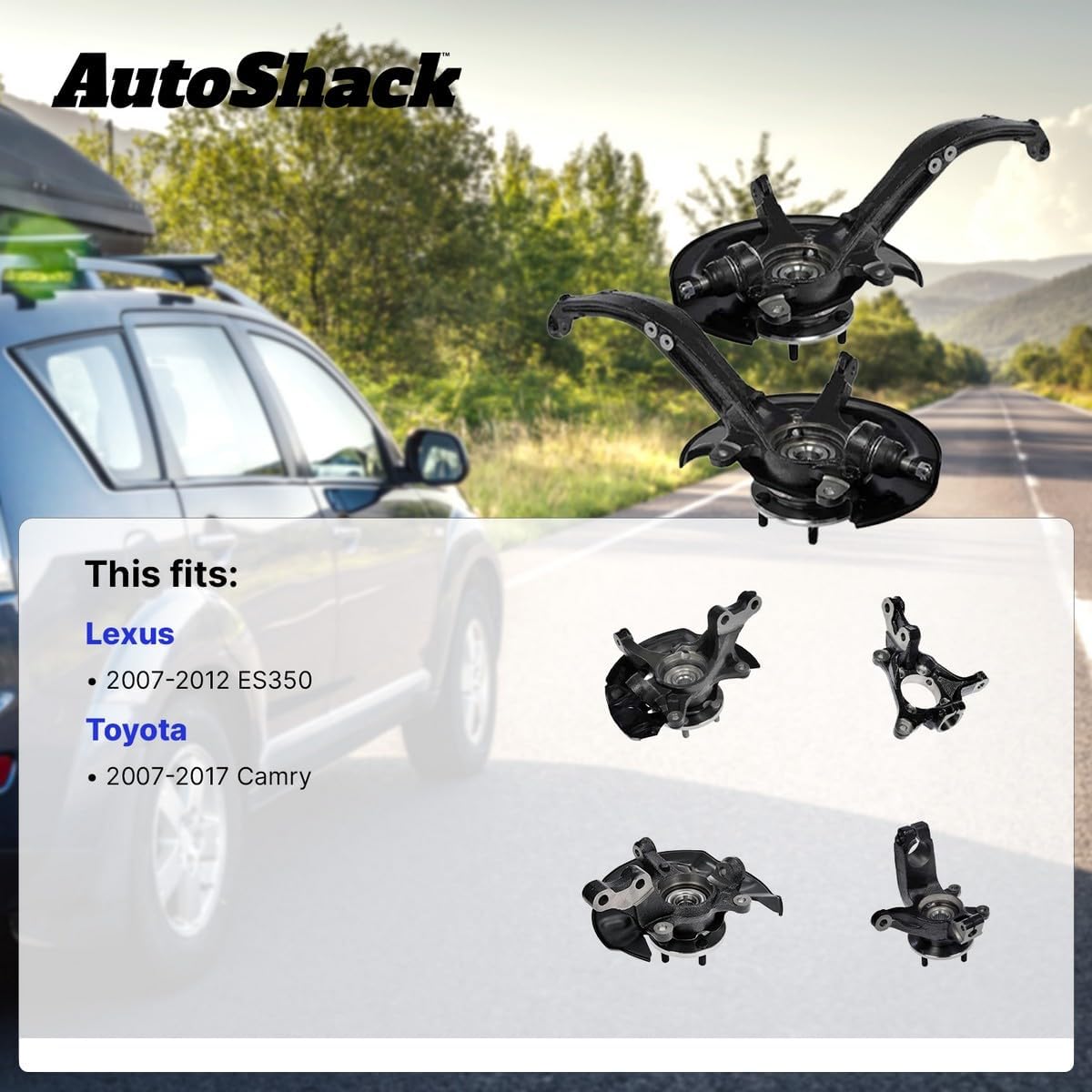 AutoShack Front Loaded Steering Knuckle and Wheel Hub Bearing Assembly - Driver and Passenger Side for Toyota & Lexus, Camry 2007-2011 ES350 2007-2012, FWD L4 2.5L V6 3.5L - with ABS