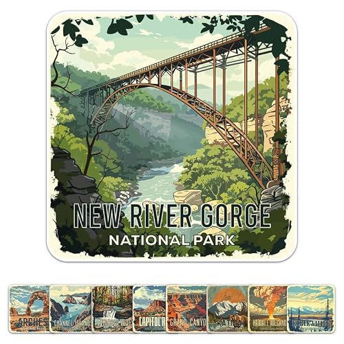 Vintage New River Gorge National Park Sticker - Waterproof Durable Adhesive UV-Resistant Vinyl Decal for Car Bumper, Laptop, Water Bottle, Wall, and Window, Size - 3'' Longer Side