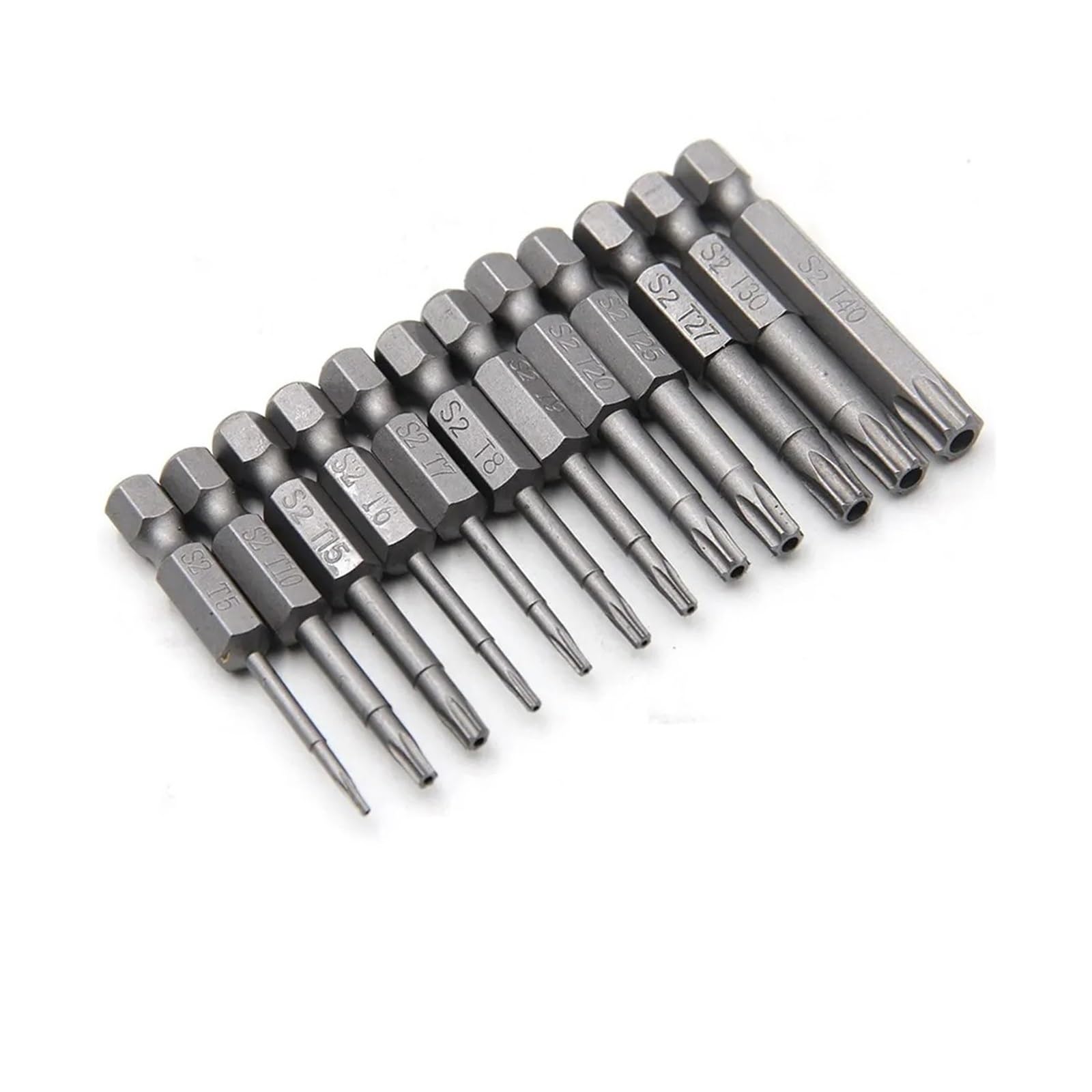 Ruxyoie 12Pcs S2 Steel Hollow Torx Bit Set 50Mm Hex Shank