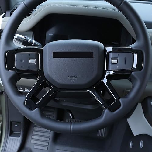 Miniatura 4 de CHEYA Para Land Rover Defender 110 2020 Accesorios ABS Interior Volante Decoración Cubierta Trim Accesorios de coche (negro)