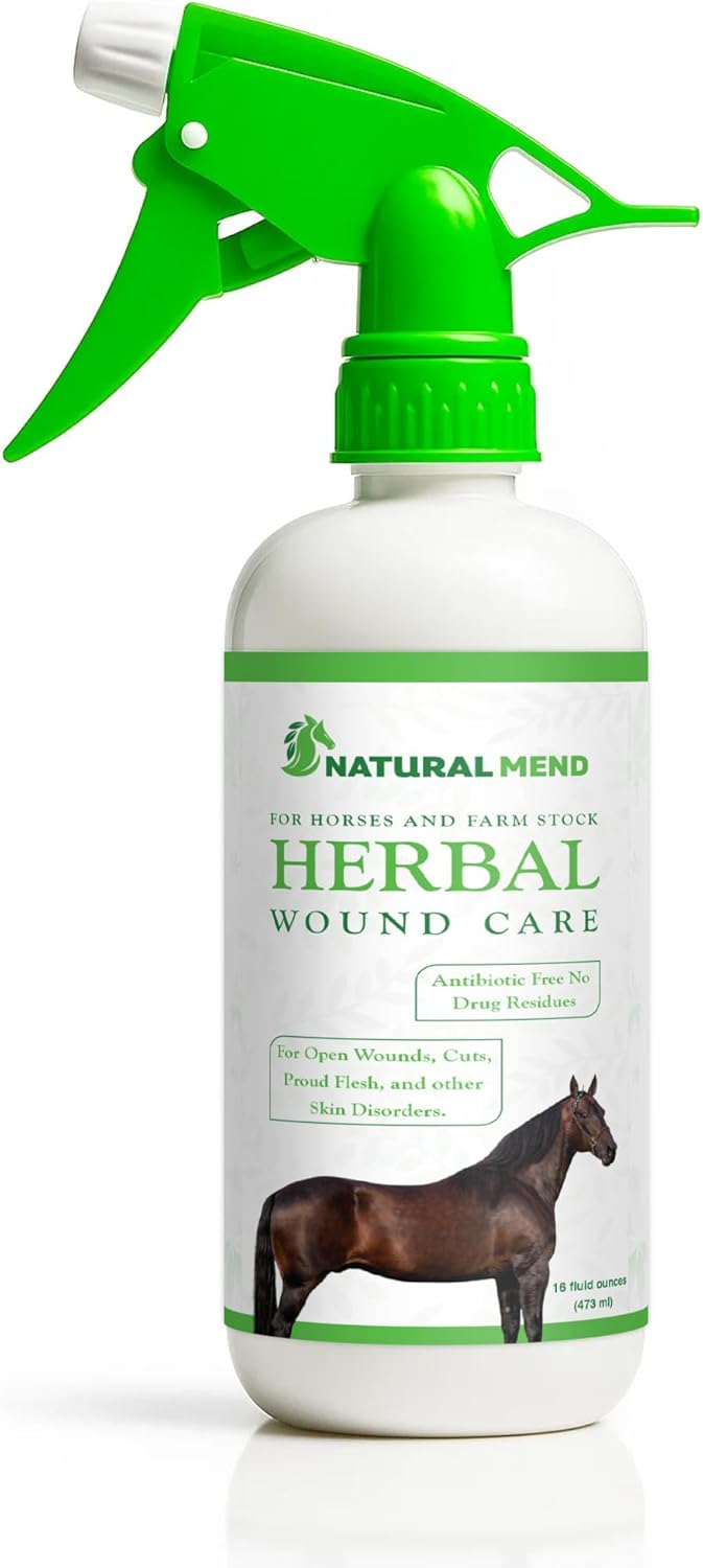 Herbal Wound Care Spray 16oz Bottle, Aloe Vera, Goldenseal & Comfrey, Horse, Livestock & Pet Skin & Wound Treatment