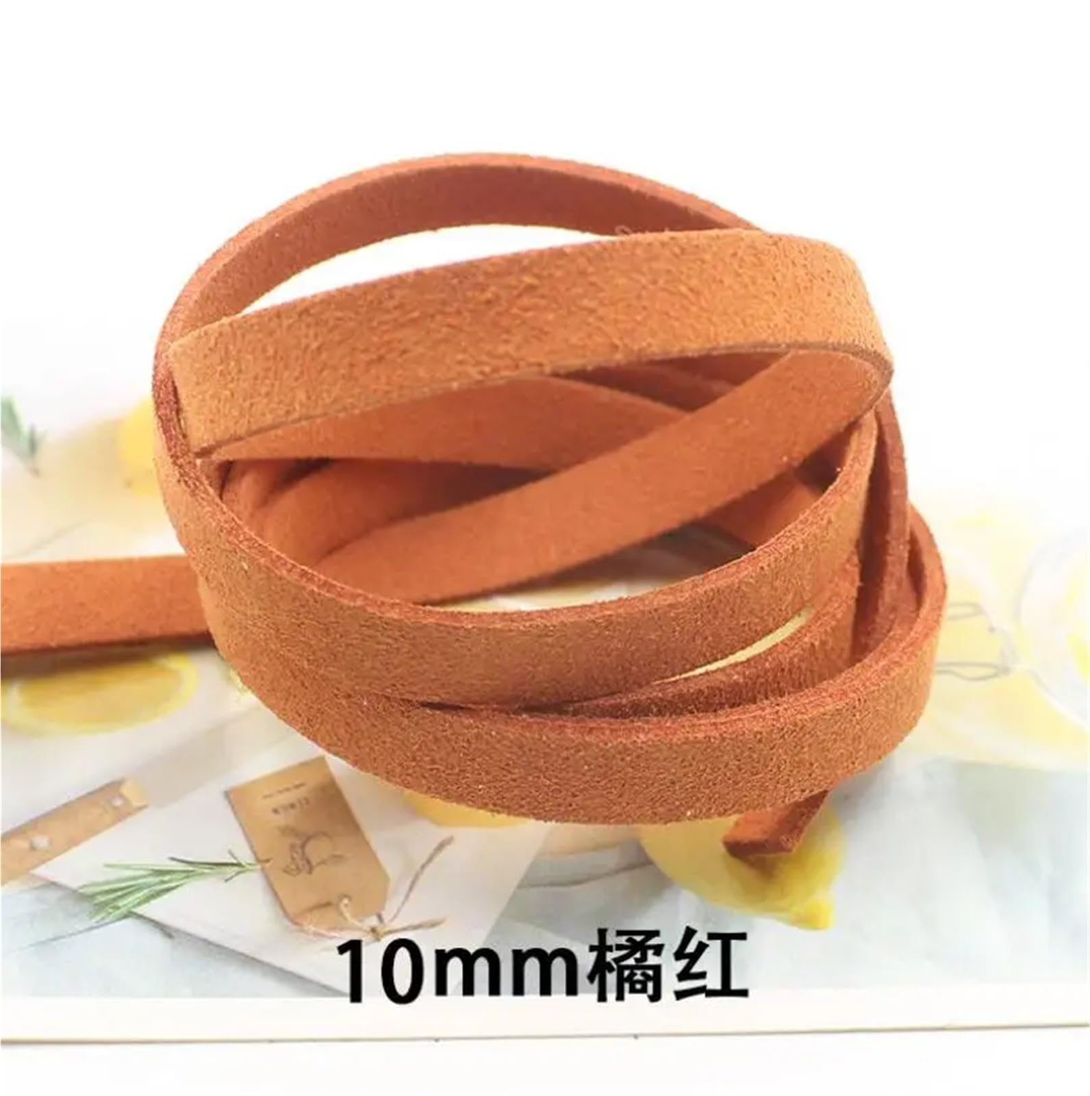 Sznurek ze sztucznej skóry zamszowej 10 sztuk 10mm płaskie Faxu skórzane koronkowe koraliki nici sznurek sztucznego zamszu aksamitne frezowanie DIY biżuteria(Orange Red)