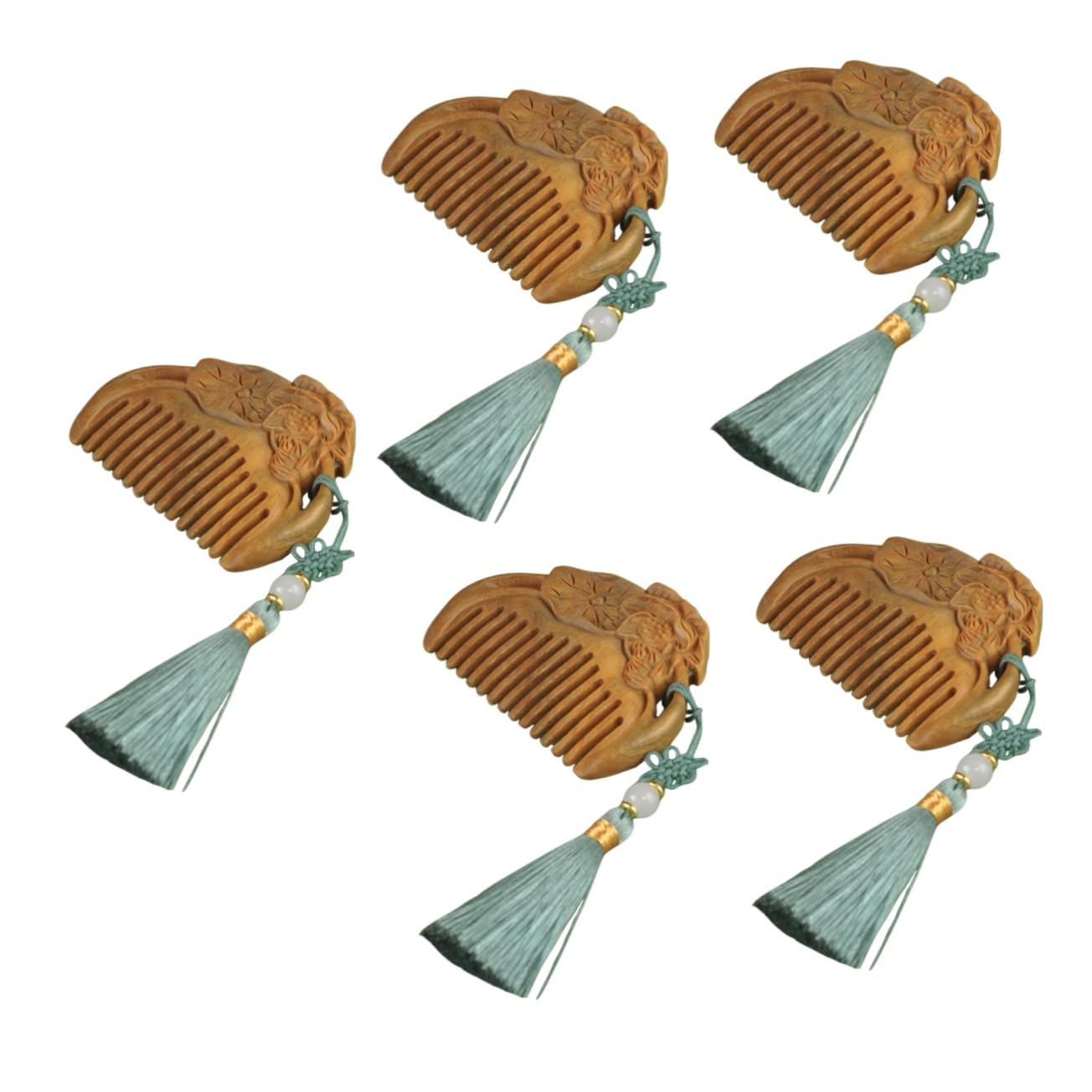 Healeved 5pièces Peigne Bois Avec Tassel Pour Démêlage Brosse Ergonomique De Massage Pour Types De Cheveux Utilisation à Domicile Et Voyage